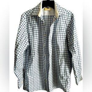 Michael Kors Blue and White Casual Button Down Shirt